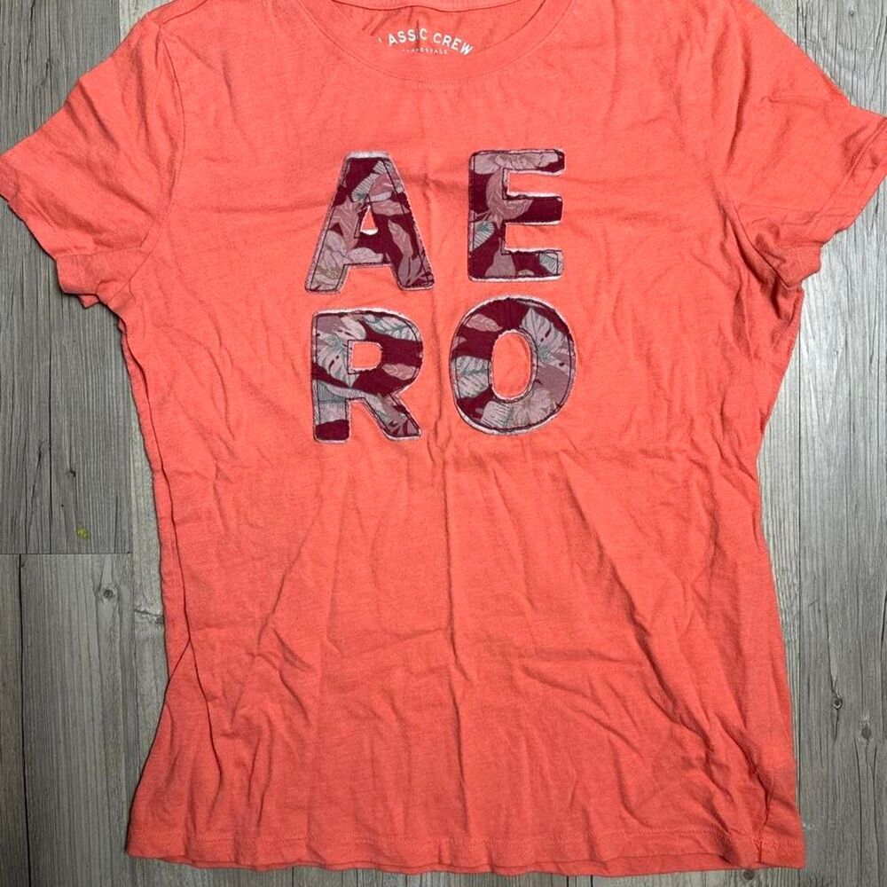 Aeropostale Women's Orange and Red T-shirt